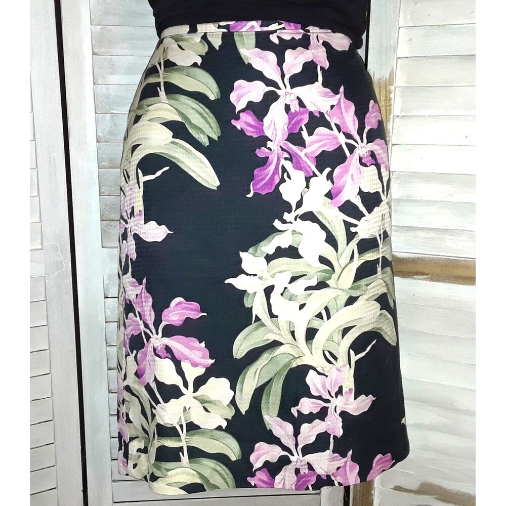 Tommy Bahama Women's Skirt Size 14 100% Silk Floral Print Lined Tropical